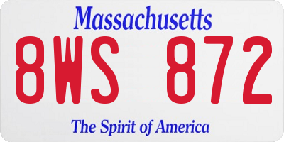 MA license plate 8WS872