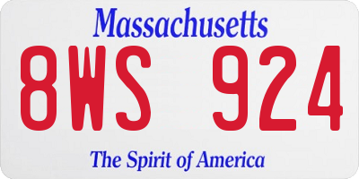 MA license plate 8WS924