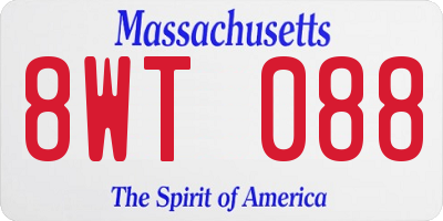 MA license plate 8WT088