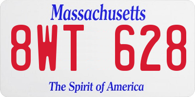 MA license plate 8WT628