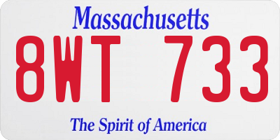 MA license plate 8WT733