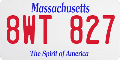 MA license plate 8WT827