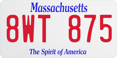 MA license plate 8WT875