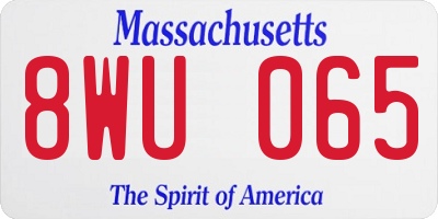 MA license plate 8WU065