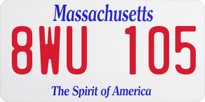 MA license plate 8WU105