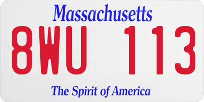 MA license plate 8WU113