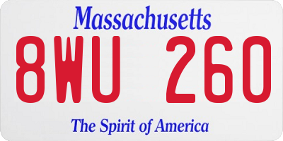MA license plate 8WU260