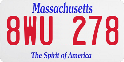 MA license plate 8WU278
