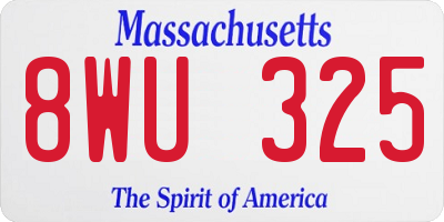 MA license plate 8WU325