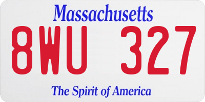 MA license plate 8WU327
