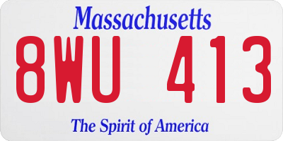 MA license plate 8WU413
