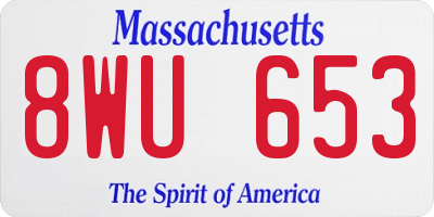 MA license plate 8WU653