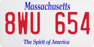 MA license plate 8WU654