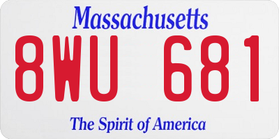 MA license plate 8WU681