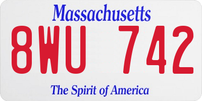 MA license plate 8WU742