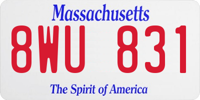 MA license plate 8WU831