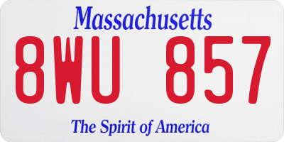 MA license plate 8WU857