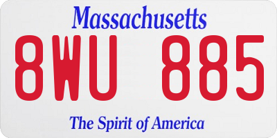 MA license plate 8WU885