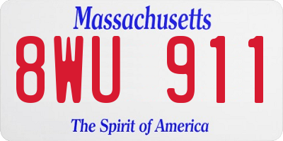 MA license plate 8WU911