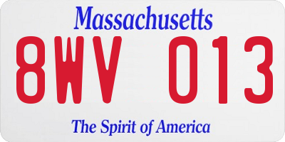 MA license plate 8WV013