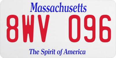 MA license plate 8WV096