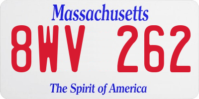 MA license plate 8WV262