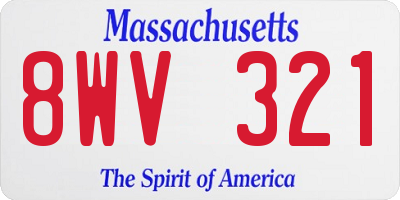 MA license plate 8WV321