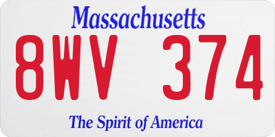 MA license plate 8WV374