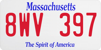 MA license plate 8WV397