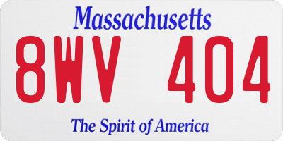 MA license plate 8WV404