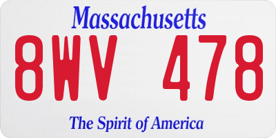 MA license plate 8WV478