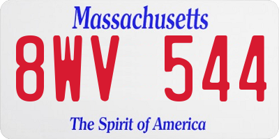 MA license plate 8WV544
