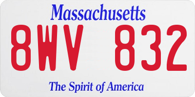 MA license plate 8WV832