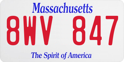 MA license plate 8WV847