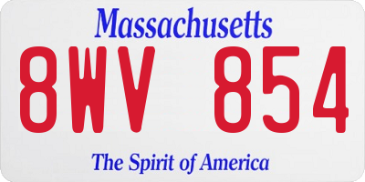 MA license plate 8WV854