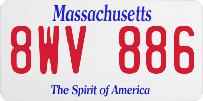 MA license plate 8WV886