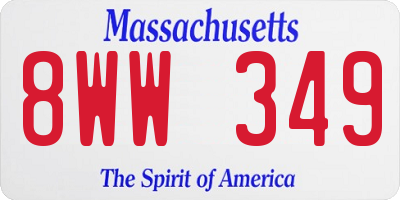 MA license plate 8WW349