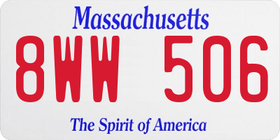 MA license plate 8WW506