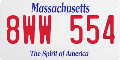 MA license plate 8WW554