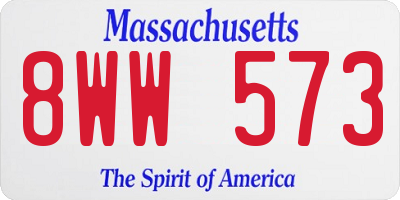 MA license plate 8WW573