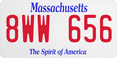 MA license plate 8WW656