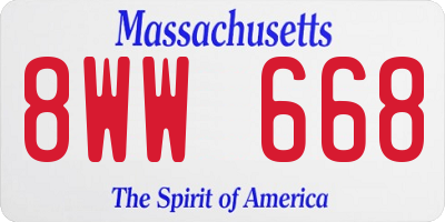 MA license plate 8WW668