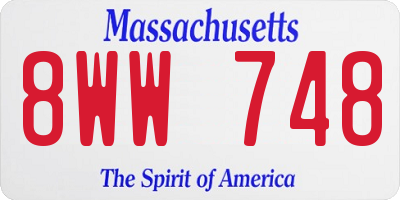 MA license plate 8WW748