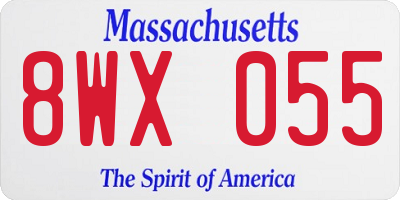 MA license plate 8WX055