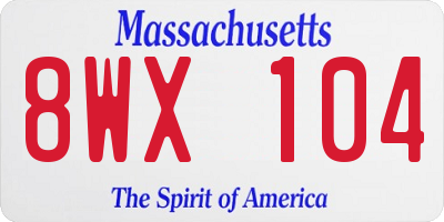 MA license plate 8WX104
