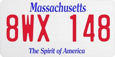 MA license plate 8WX148