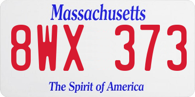 MA license plate 8WX373