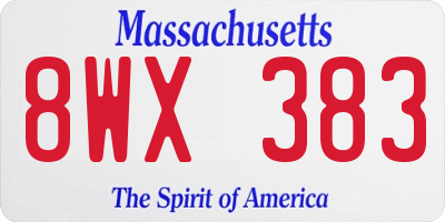 MA license plate 8WX383