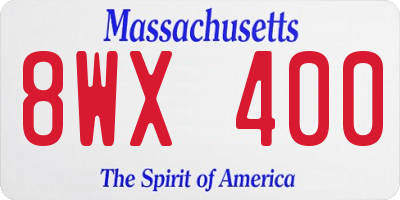 MA license plate 8WX400