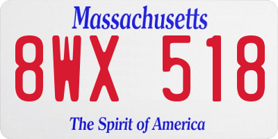 MA license plate 8WX518